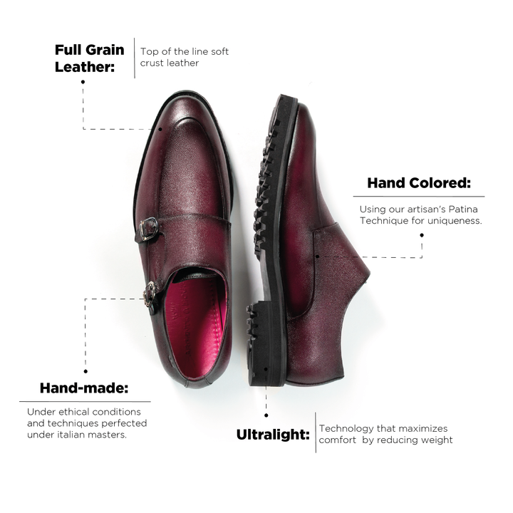 Claudio Monk Burgundy Ultralight Sole