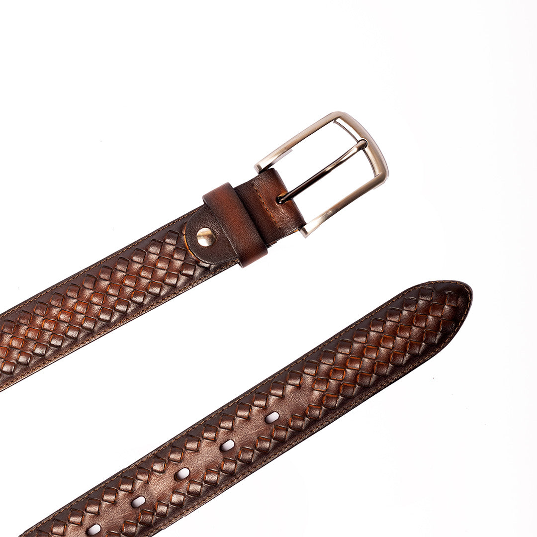 Embroidery Leather Brown Belt
