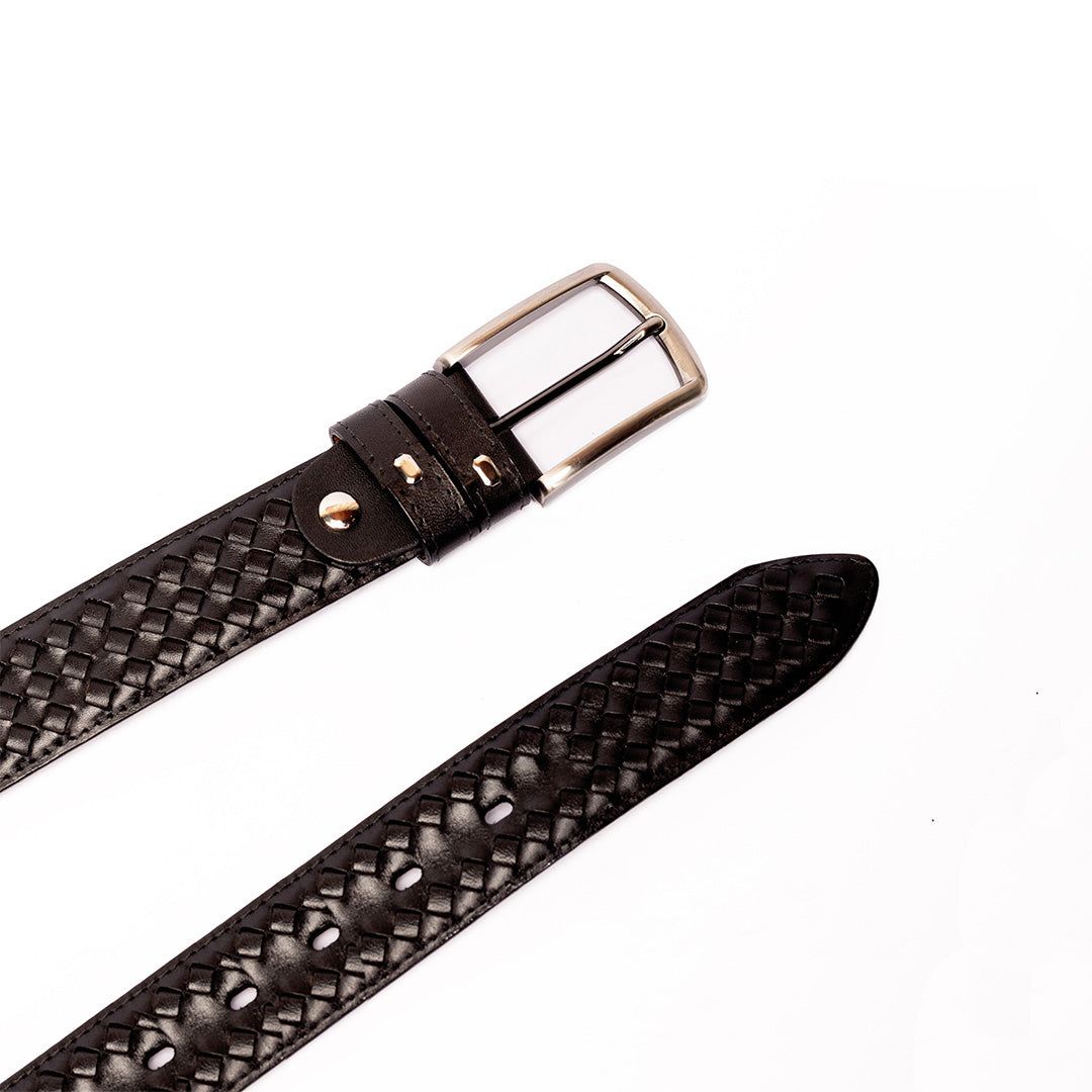 Embroidery Leather Black Belt
