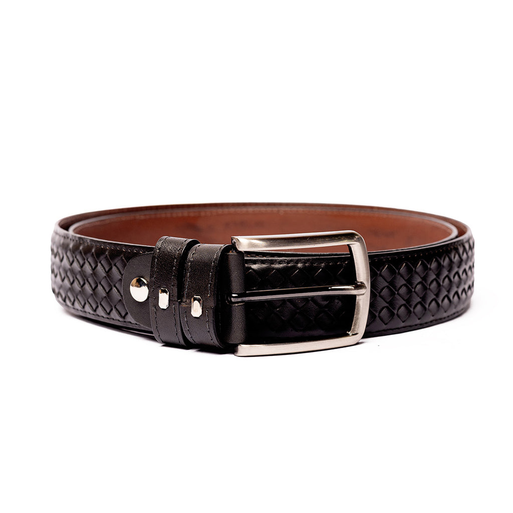 Embroidery Leather Black Belt