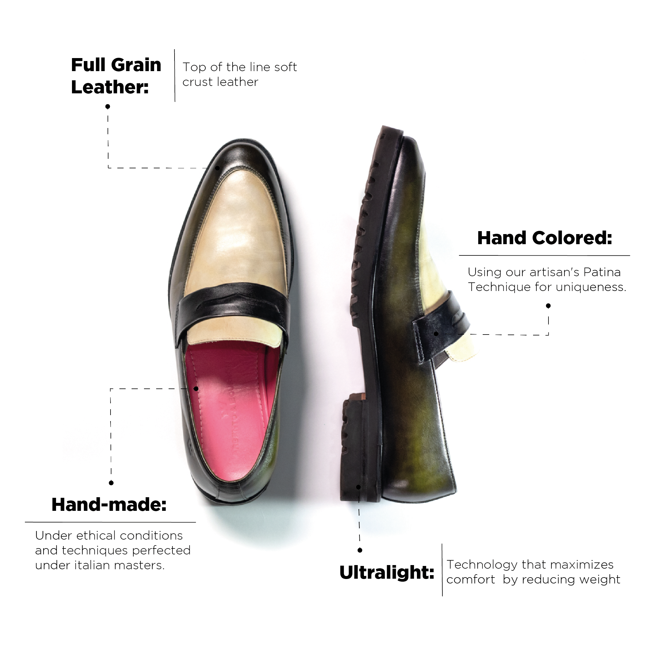 Alessandro Loafer GreenWhite Ultralight Sole