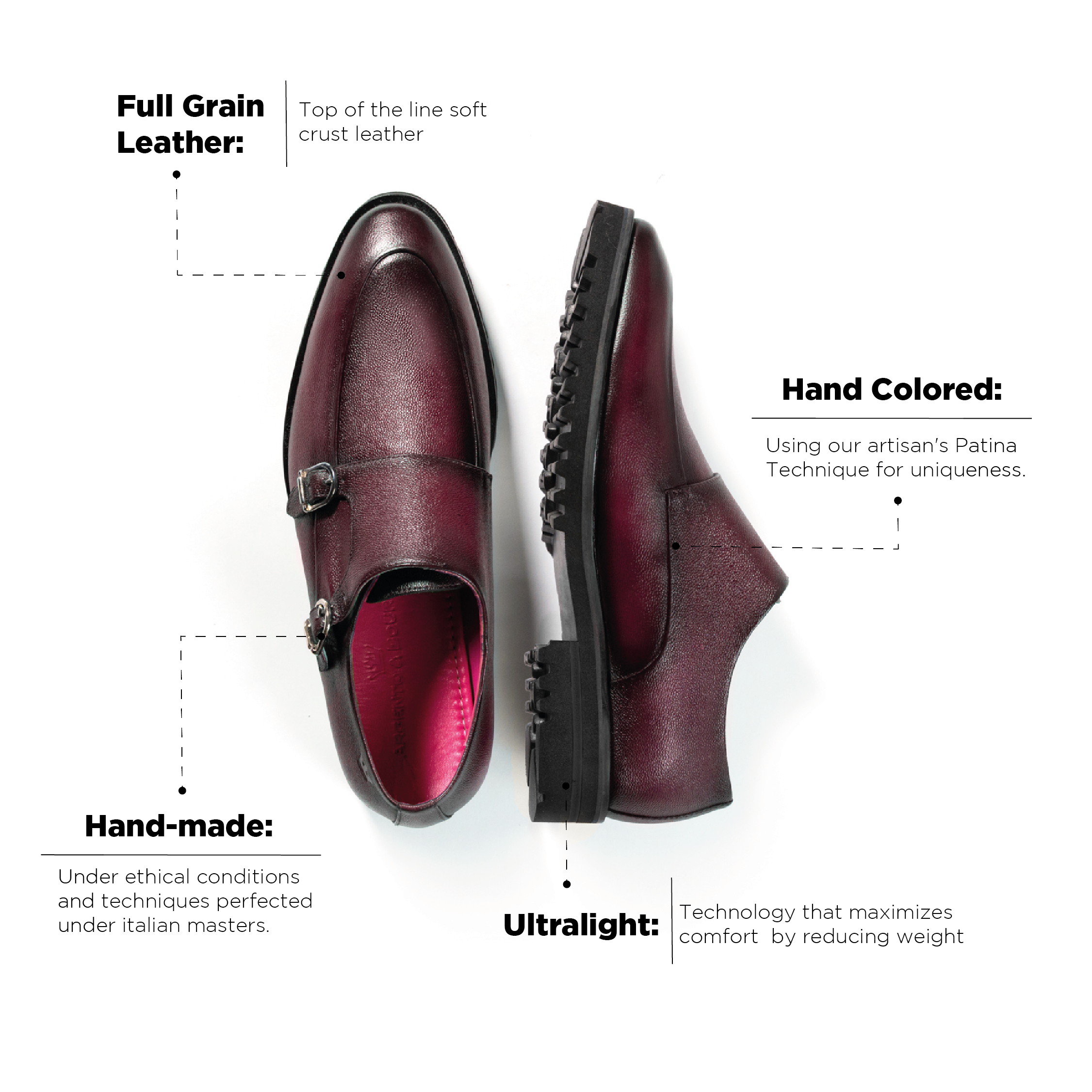 Claudio Monk Burgundy Ultralight Sole