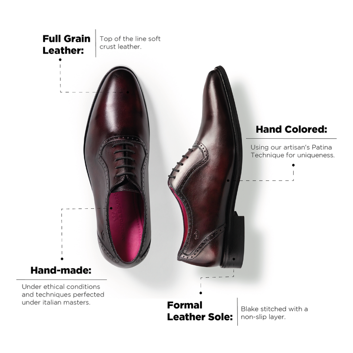 Diogo Oxford Burgundy Classic Sole